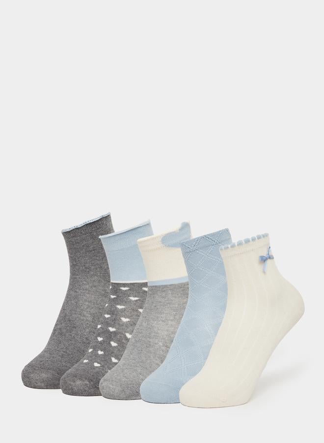 ستايلي طقم 5 جوارب كاحل مضلعة - Image 1